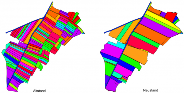 Flurbereinigungsverfahren Altstand und Neustand