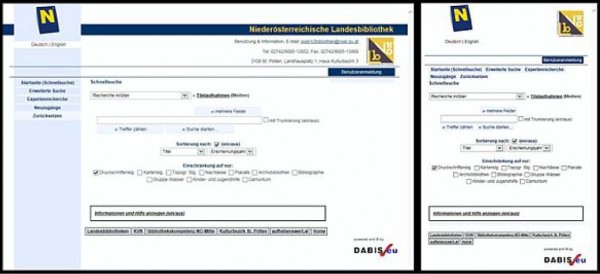 Beispiel für Änderungen bei Verkleinerung des Arbeitsfensters