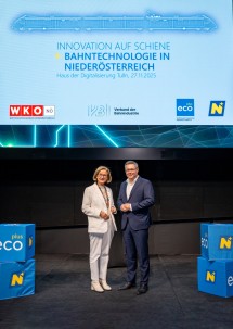 Landeshauptfrau Johanna Mikl-Leitner und Präsident des Verbandes der Bahnindustrie Christian Diewald